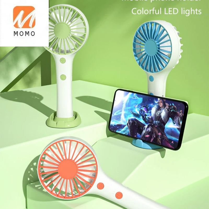 Hot Selling Led Colorful Light Fan Rechargeable Battery 2600Mah Handheld Fan Usb Charge Portable Mini Fan with Led Light