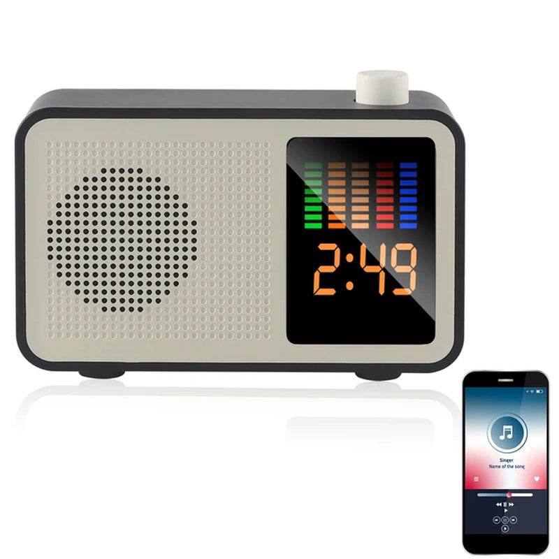 Wireless Bluetooth Speaker Retro Wooden Bluetooth Speaker Clock Radio with Time Display Bluetooth Speaker FM TF Card for Gift