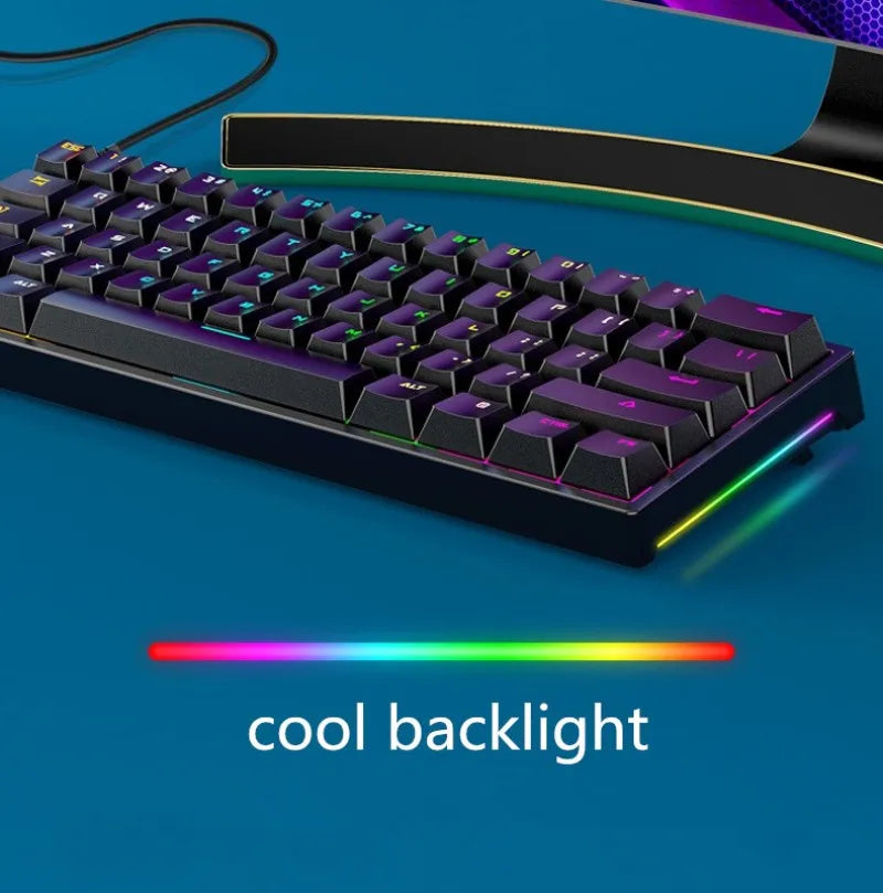 60% Wired Mechanical Keyboard, Mini Gaming Keyboard with 9 RGB Backlight 61 Blue Switches Keys for PC, Windows/Mac/Linux