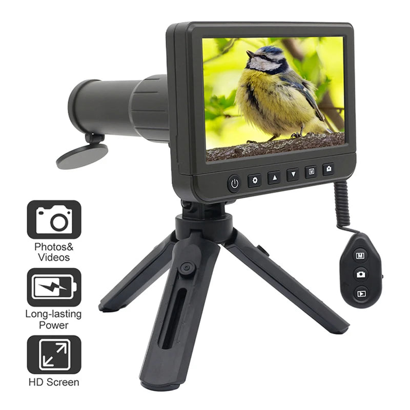 50X Digital Telescope Camera with 5.0 Inch HD Screen 8G SD Card Photo Video Recorder Monocular for Bird-Watching Travelling