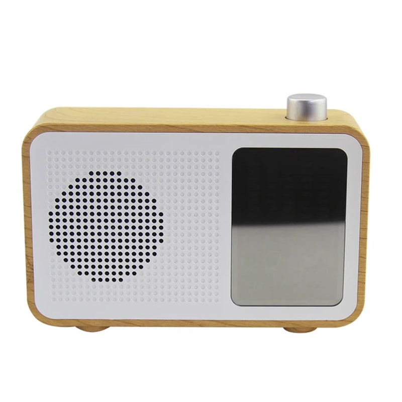 Wireless Bluetooth Speaker Retro Wooden Bluetooth Speaker Clock Radio with Time Display Bluetooth Speaker FM TF Card for Gift