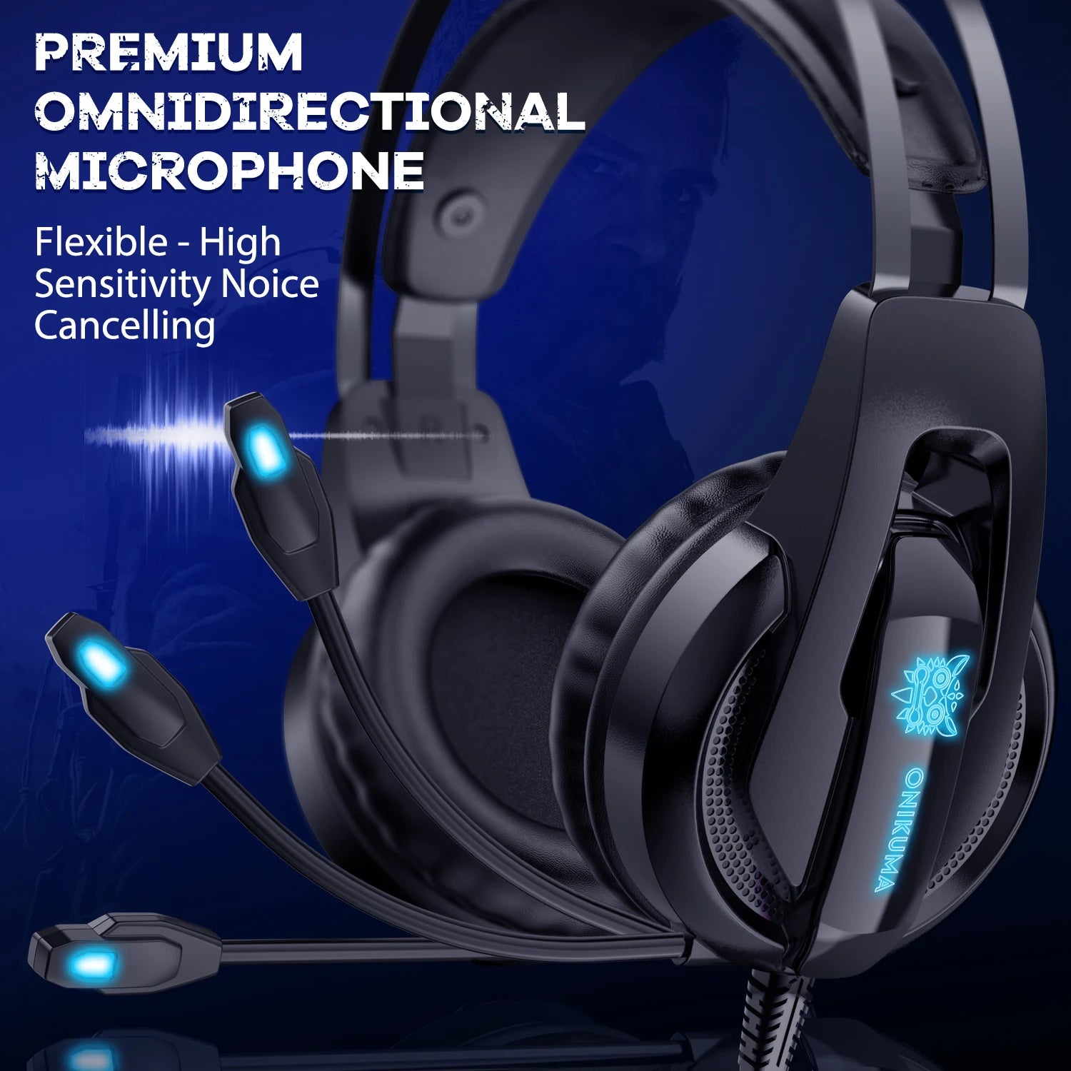 ONIKUMA K16 Gaming Headsets Gamer Headphones Wired Earphones USB Microphone with Computer Mac Oneps4 RGB Light PC Gamer Laptop