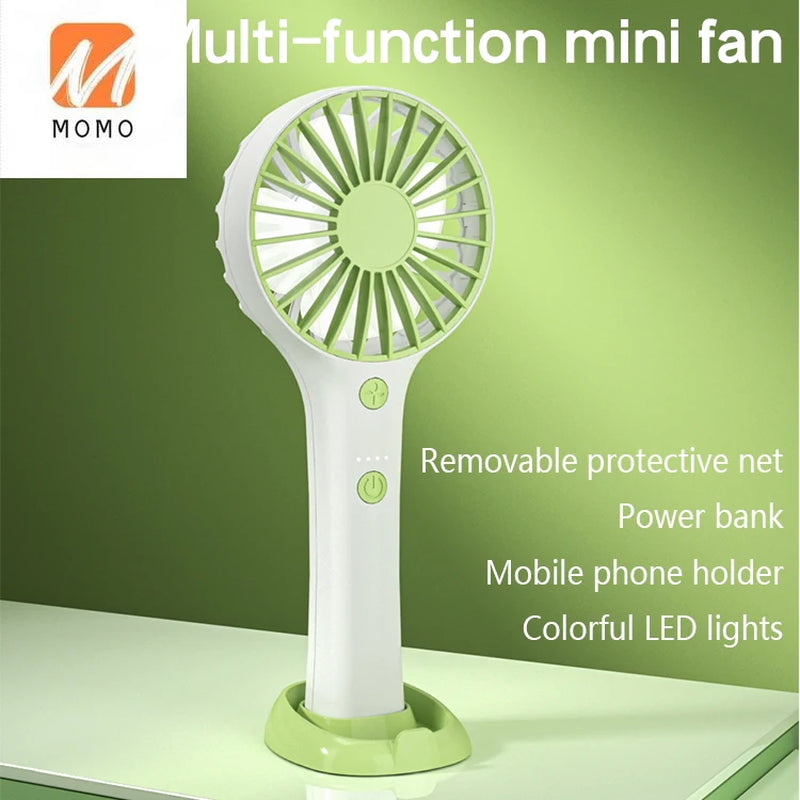 Hot Selling Led Colorful Light Fan Rechargeable Battery 2600Mah Handheld Fan Usb Charge Portable Mini Fan with Led Light