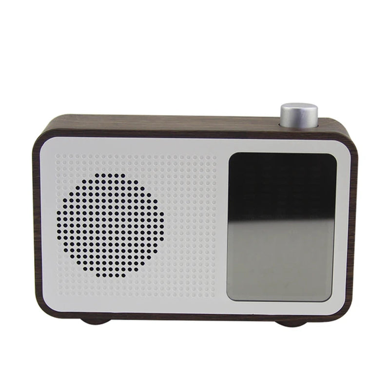 Wireless Bluetooth Speaker Retro Wooden Bluetooth Speaker Clock Radio with Time Display Bluetooth Speaker FM TF Card for Gift