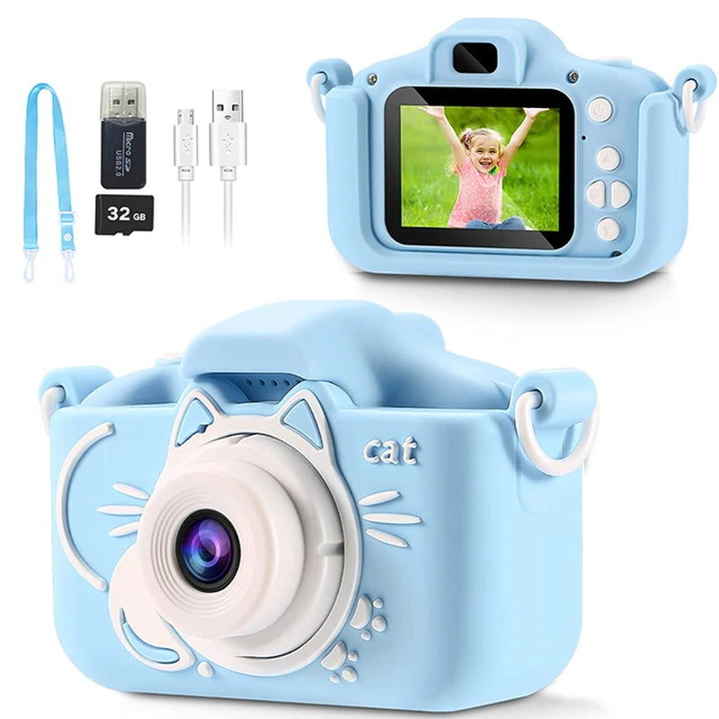 Kids Camera HD Digital Video Toddler Camera with Silicone Cover Portable Toy with 32 GB SD Card for Girl Christmas Birthday Gift