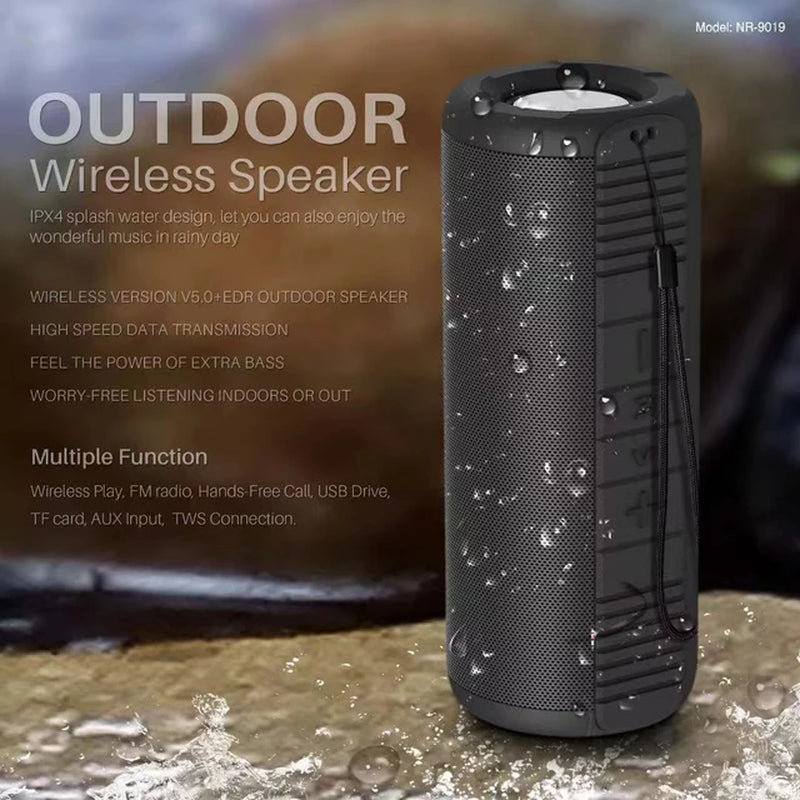 NR-9019 Outdoor Splash Proof Wireless Speaker with Bluetooth TF USB FM AUX Handsfree TWS