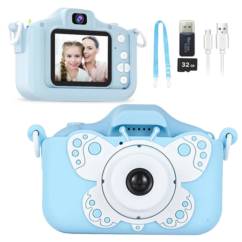 Kids Camera HD Digital Video Toddler Camera with Silicone Cover Portable Toy with 32 GB SD Card for Girl Christmas Birthday Gift