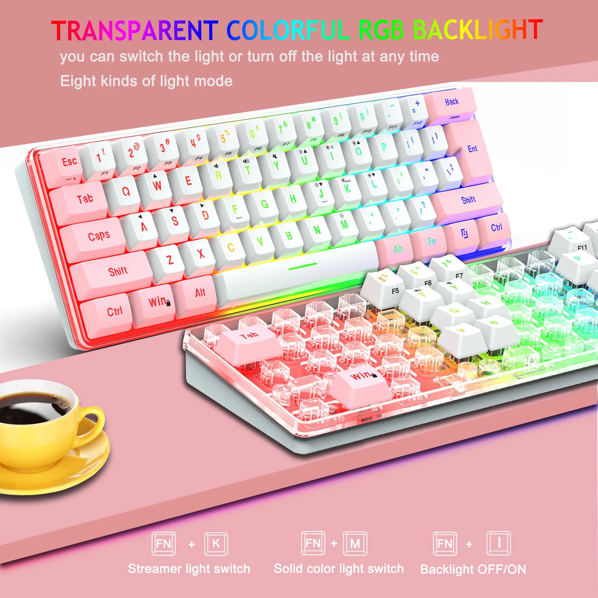 New Second-Generation 61 Key Wired Gaming Film Keyboard RGB Lighting Mini FN Shortcut Key Multiple Combinations in Stock