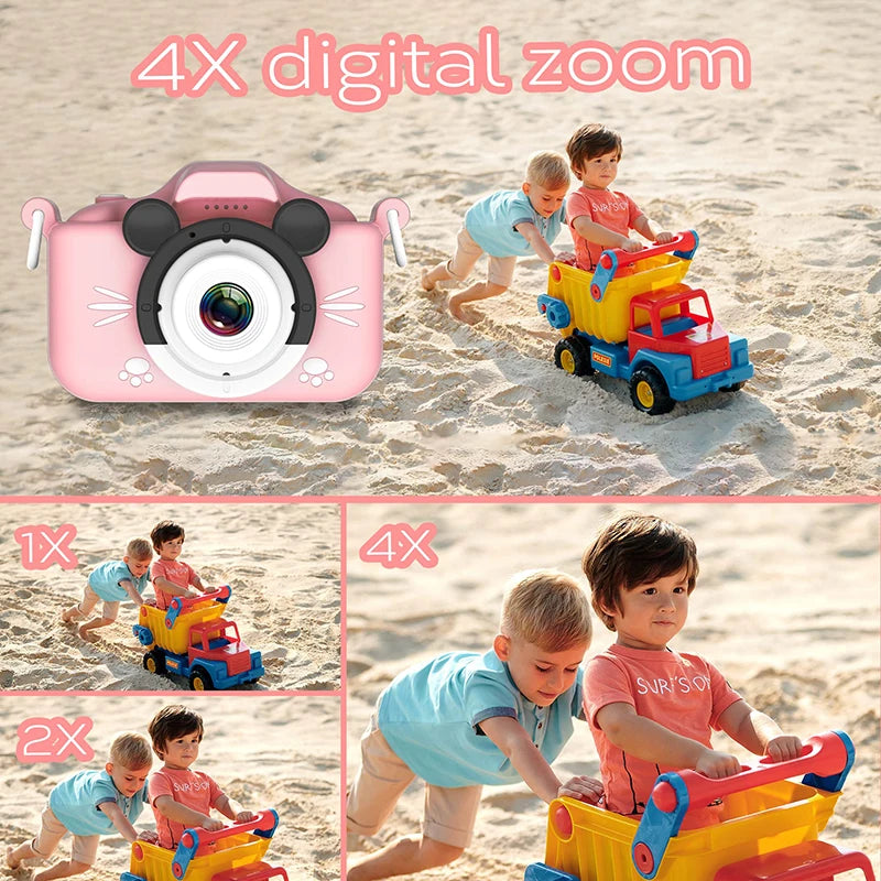 Kids Camera HD Digital Video Toddler Camera with Silicone Cover Portable Toy with 32 GB SD Card for Girl Christmas Birthday Gift