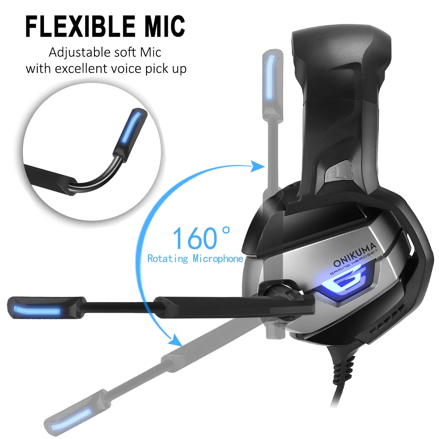 Super Deep Bass Gamers Headphones Metal Headset Beam Earphone with Wire & Microphone & Backlit for PS4 PS5 XBOX PC Mobile Gamer